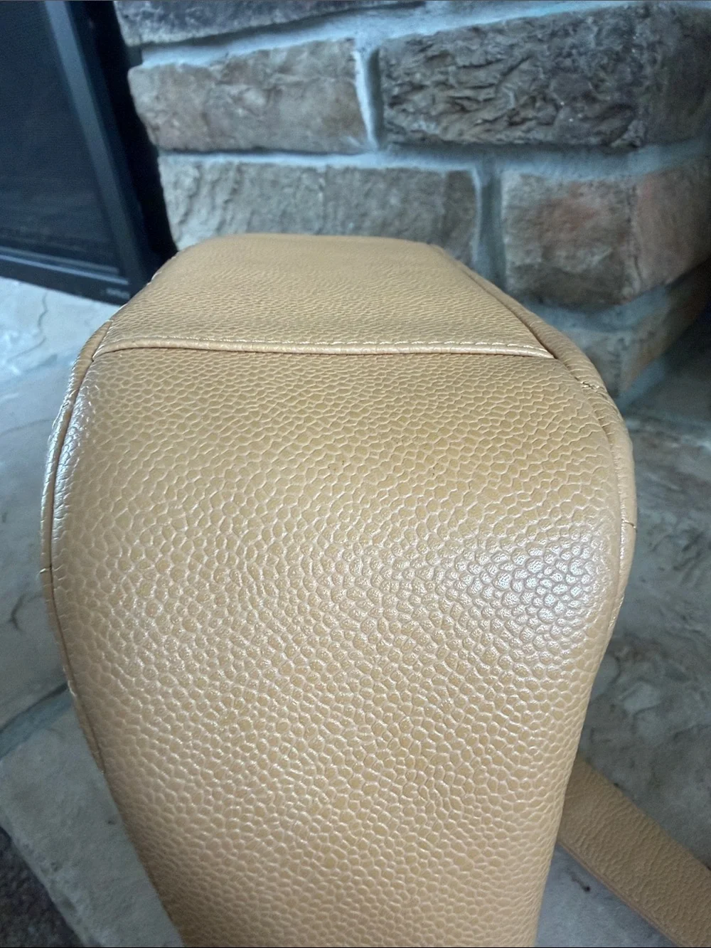 CHANEL Quilted Shoulder Bag in Camel Tan with Gold Chain